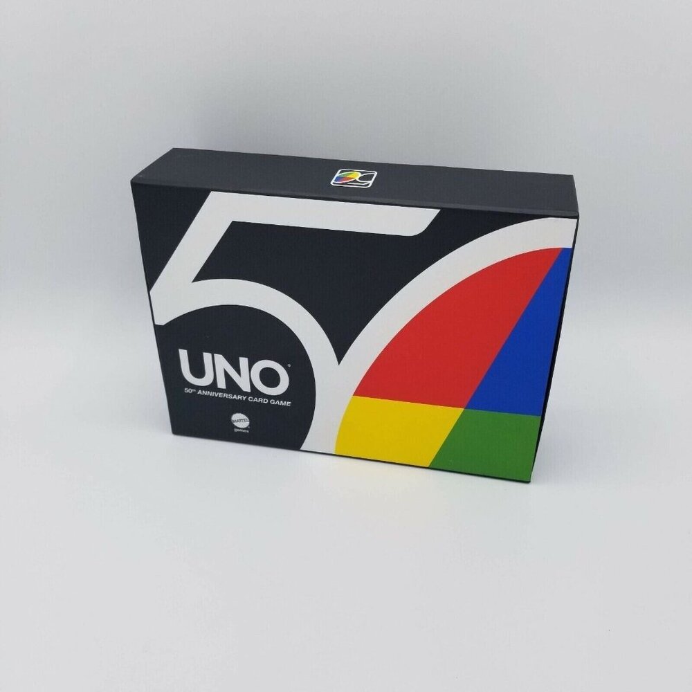 UNO 50th Anniversary Edition Card Game Exclusive Gold Coin Mattel USED